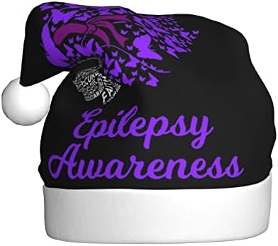 CXXYJYJ Информираността за епилепсия Коледна шапка, Мъжки дамски Коледна празнична шапка Унисекс Празнична шапка