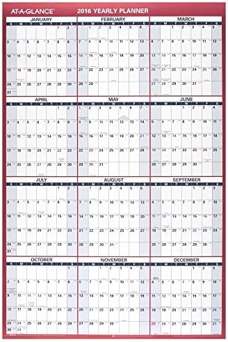 Кратък хартиен годишен Стенен календар на година, Вертикален / Хоризонтален, НЕ Стираемый, 36 x 24 инча (PM212-28)