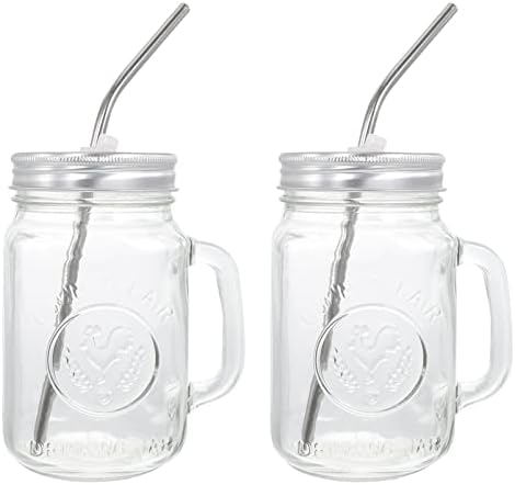 Комплект стъклени чаши Cabilock, чаша с капак, чаша с капак и слама чаша с соломинкой, 2 бр. Чаши за пиене