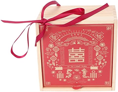 DOITOOL 1 комплект Кутия Бонбони в Китайски Стил Творчески Дървена Подарък Калъф Опаковъчна Кутия (Червен)