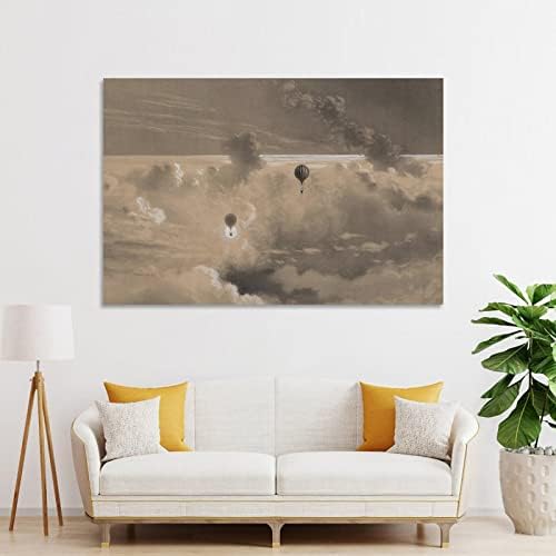 Плакати Офис Стенно Изкуство балон в небето е Черно-бял Пейзаж на Стенно Изкуство Реколта Отпечатъци върху Платно Картина