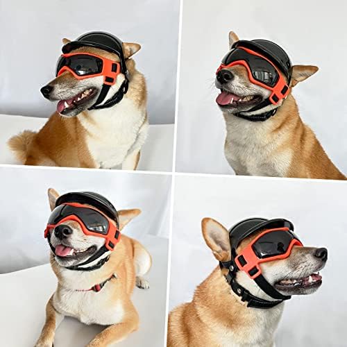 Слънчеви очила за кучета PETLESO за малки Кучета с Каска, 2 бр., Слънчеви Очила за кучета и Набор от Каски