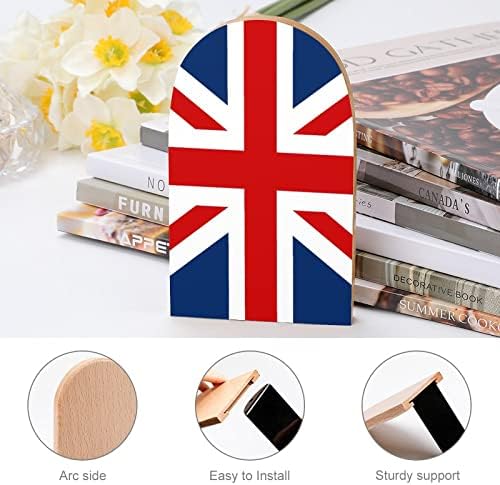 Дървени Стойки за книги с Британския Флаг, Модерна Декоративна Поставка за книги за дома и офиса, Комплект от 2 Рафтове
