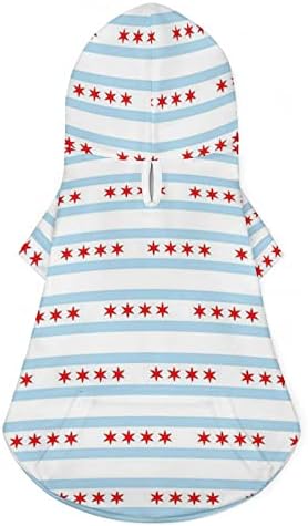 Цельнокроеная Риза Chicago Flag Котка Моден Костюм на Куче, с Кепкой и Аксесоари за Домашни Любимци