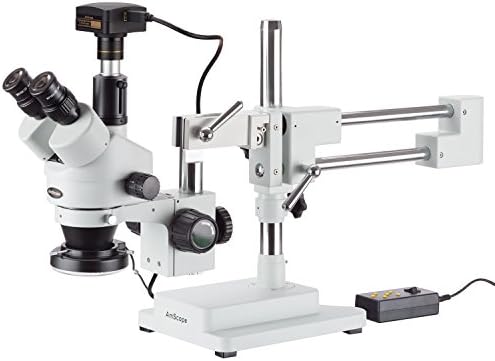 Микроскоп AmScope SM-4TZ-144A-18M3 с стереозумом 3,5 X-90X Тринокулярный микроскоп с многозонным 144 светодиоди и