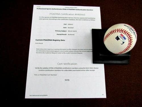 Willey Мейс Копито, 79 Ню Йорк Джайентс Met, Подписа договор с Auto Oml Baseball Psa / dna Say Hey - Бейзболни