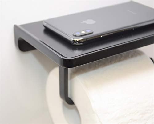 Linkaa Държач за тоалетна хартия с рафт матово Черен на цвят стенен държач за телефон за декора на банята, матово покритие