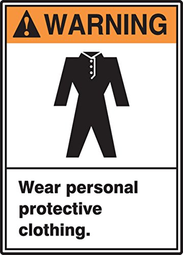 Знак Accuform MRPE307VP Предупреждение за НОСЕНЕТО на лични предпазни защитни облекла, Дължина-10 см x Ширина 7 см x Дебелина