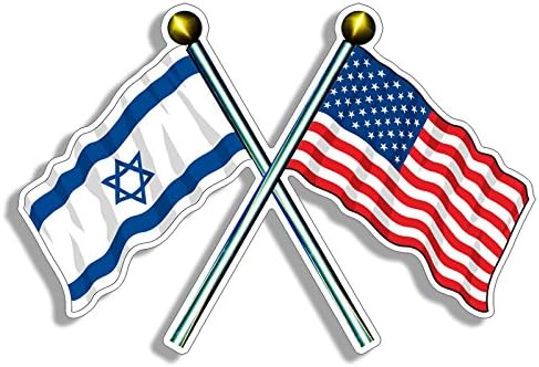 Стикер със знамената на САЩ и Израел е на полюсите (на американския еврейски Исреали)