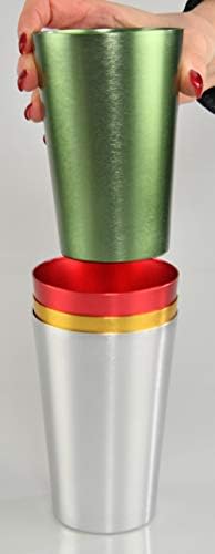 Начало-Комплект от 4 цветни алуминиеви чаши за пиене X, Цветни Метални барабани, Устойчиви на унищожаване, штабелируемые,