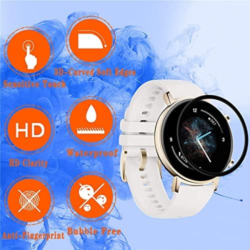 【3 опаковки】 Защитно фолио за екрана Huawei Watch GT2 42 мм - Защитно фолио с 3D извити меки ръбове (не закалено стъкло) - за