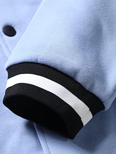 Якета OSHHO за жените - Мъжко яке с графичен слоган без качулки (Цвят: бледо синьо, Размер: Малък)