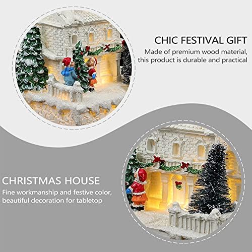 VALICLUD Бял Начало Декор Коледен Запалена Къща Нажежен Селска Къща е Празнично Предварително Осветена Сграда Коледа Снежна Къща