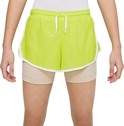 Спортни къси панталони 2 в 1 Nike Dri-FIT Tempo за момичета (Атомно-зелено), размер XL