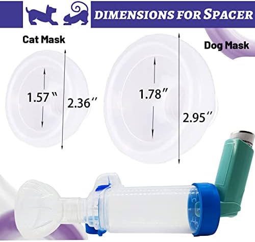 Инхалатор-спейсер за кучета и котки Идва с 2 Размера маски, Аэрозольной камера (2 Маски) е Подходящ за всички котки и