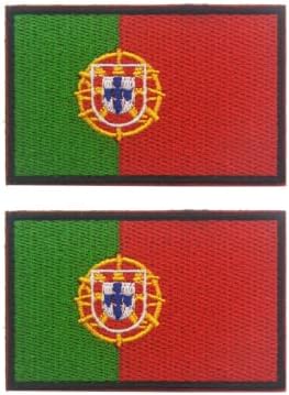 2 елемента Флаг на Португалия Бродирани Ленти за Бродерия Пластир Икона Кука и Контур Бродирана Нашивка