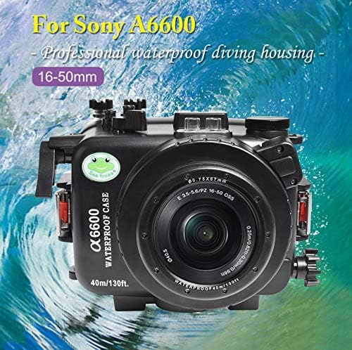 Seafrogs 40 м/130 фута Фотоапарат Водоустойчив Калъф Подводен Корпус за Sony A6600 със стандартна цев 16-50 мм, вграден
