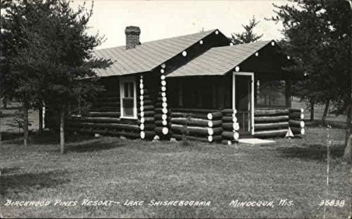 Курорт Берчвуд Бора, езерото Шшебогама Миноква, Уисконсин, WI Оригиналната антични картичка
