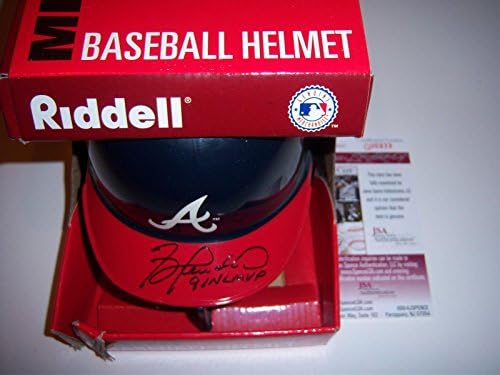 Мини-каска с автограф на Тери Пендлтона Атланта Брейвз, 91-ви Nl Mvp, подписан от Jsa/coa - Мини-каски MLB с автограф
