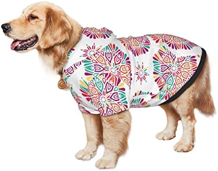 Hoody с качулка за големи Кучета с индийското Цветен Модел и Пейсли-Медальон, Дрехи за домашни любимци, Пуловер