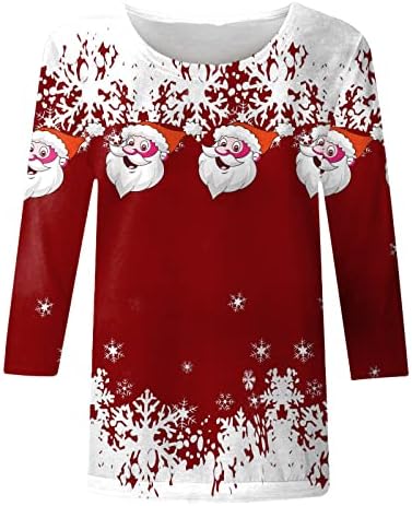 Дамски Ежедневни Блузи с кръгло деколте и Коледните Принтом под формата на Снежинки, Тениска с кръгло деколте