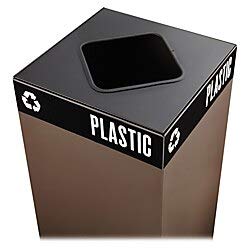 Safco Products 2989BL Капак за обществени Квадратен контейнер за рециклиране, Квадратен Отвор за пластмаса и отпадъци (на база