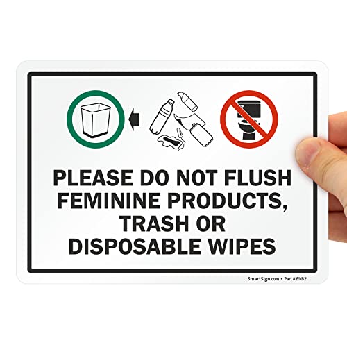 Етикети SmartSign (опаковка от 4 броя) с размери 5 х 7 инча с надпис Моля, не изплакнете женски стоки, отпадъци