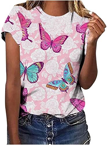 Дамска риза с 3D принтом, Тениски с графичен принтом пеперуди, Лятна Тениска с къс ръкав, Дрехи за домашни любимци,