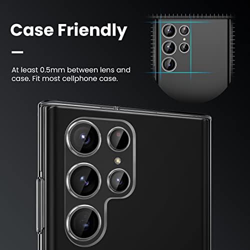 Tensea [3 + 2 ЕЛЕМЕНТА] за Samsung Galaxy S22 Ultra Защита на обектива на камерата, Защитно фолио за екран от закалено стъкло