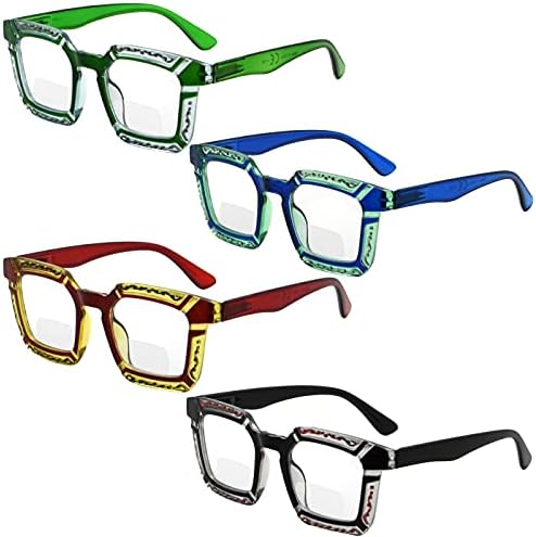 Eyekepper, 4 опаковки бифокальных очила за четене, стилни двухфокусные ридеры за жени + 2,50