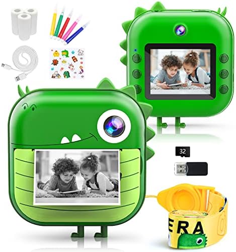 Kizeefun Kids Instant Camera печат: Фотоапарат за деца с предна и задна камера за снимки Селфи и видео записи включва SD карта