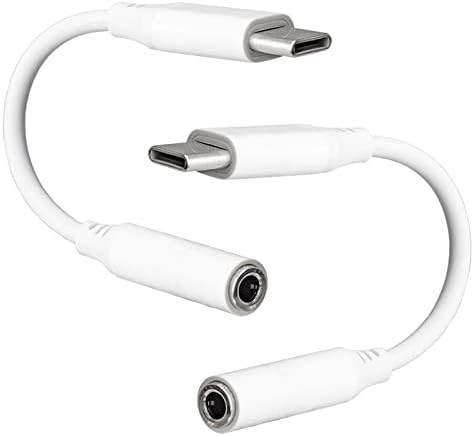 Wansurs [2] USB Адаптер C с вход за 3.5 мм слушалки, кабел USB Type C за да се свържете аудио изход Aux вход, Съвместим с