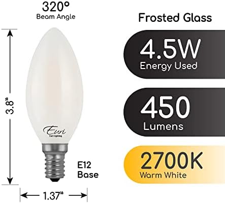 Euri Lighting VB10-3020ef-4, led конец с нажежаема жичка B10 с регулируема яркост, 4,5 W (40 Вата в еквивалент) 450 lm, 80