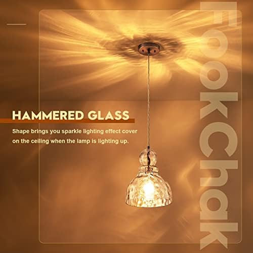 Окачен лампа от Ковано стъкло FookChak за Кухненски Остров, Подвесное Покритие от Полиран Никел, 10-инчов