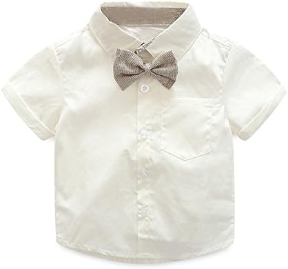 AnFeng Kids/ Лятна Риза с къс ръкав и бантиком-пеперуда За малки момчета + Шорти на Подтяжках, Комплект Дрехи за