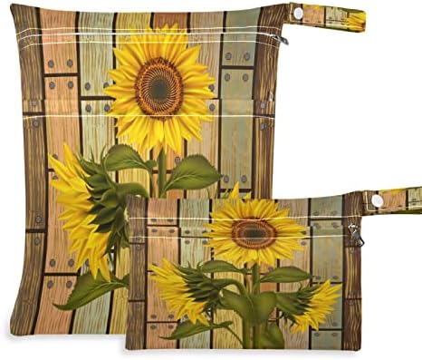 xigua Sunflowers Водоустойчив Влажна чанта за Филтър на Пелени, да Пере Многократно Мокри и Сухи Чанти с 2 Джоба с Цип за