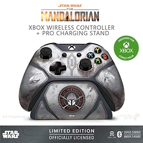 Геймпад Star Wars: The Mandalorian Baby Йода в комплект с безжичен контролер Xbox + поставка за зареждане Pro за Xbox-Ограничено издание-Официално лицензиран от Xbox, Disney, Lucasfilm Ltd. - Xbox One (?