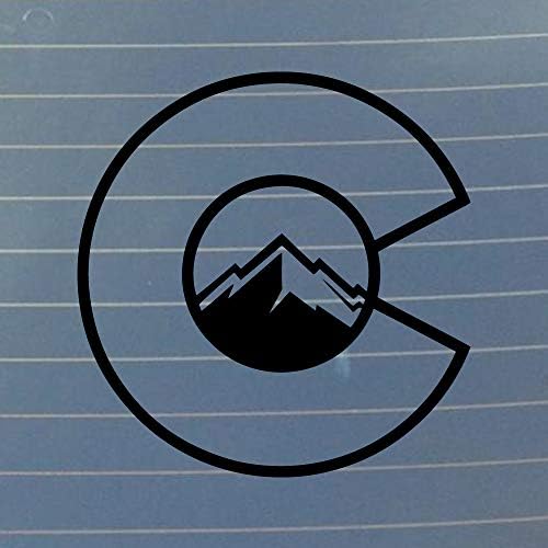 Дизайн на Чаши Флаг Колорадо C с Планините 5-инчов Black Vinyl Стикер