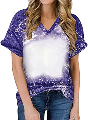 Женска тениска, Риза с къс ръкав, Секси Пуловер с V-образно деколте, Модерна Тениска С принтом, Ежедневни Меки и Удобни Блузи