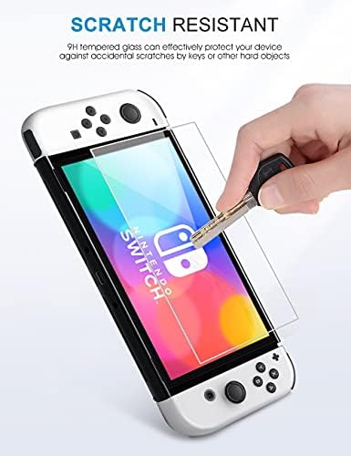 Защитно фолио от закалено стъкло SPARIN Pack 2, която е съвместима с Nintendo Switch OLED модел 2021, с висока реакция и