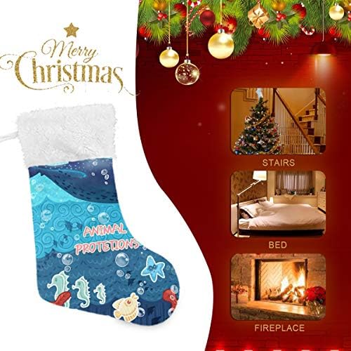 Коледни Чорапи PIMILAGU Protect Океан, 1 Опаковка, 17,7 инча, Окачени Чорапи за Коледна украса
