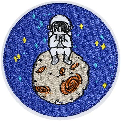 JPT - Астронавт на Марс Карикатура Бродирана Апликация на Гали/Шият Ивици Икона Сладко Лого Нашивка на Жилетка,