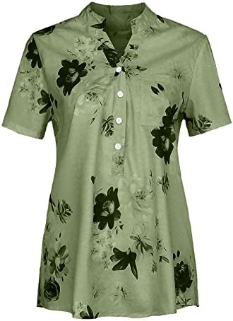 Ризи с Копчета и Къс ръкав за Жени, Летни Блузи с Цветен Модел, Блузи, Ежедневни Бизнес Риза, Blusas De Moda 2023