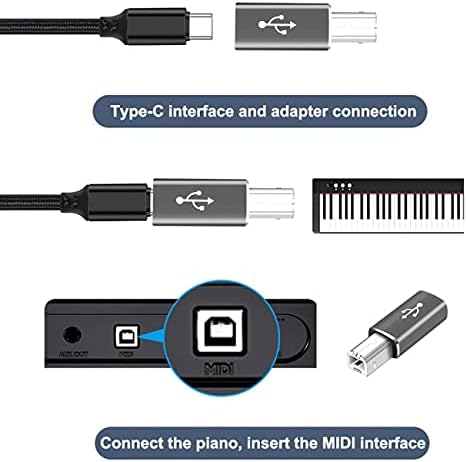 NFHK 2 елемента USB-Type C C в Midi Адаптер Конвертор Lectronic Музикален Инструмент с Midi Клавиатурата на Телефона, Таблета