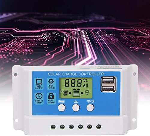 FTVOGUE PWM Панел контролер за зареждане на Слънчеви батерии Интелигентни Регулатор Регулируем LCD дисплей 2 USB порта 12V 24V (30A)