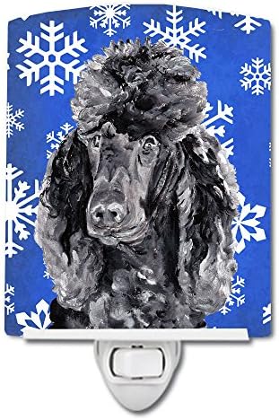 Керамични лека нощ Carolin's Treasures SC9770CNL Black Standard Poodle Winter Snowflakes, компактен, сертифициран UL,