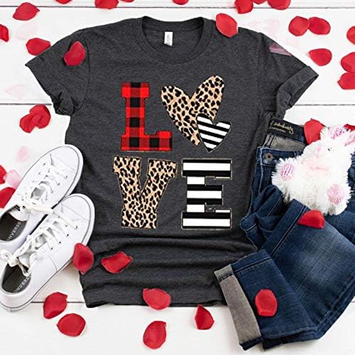 Ризи за Свети Валентин За Момичета, Сладки Тениски с Принтом във формата на Сърце в стил Кънтри, Дамски Тениски С