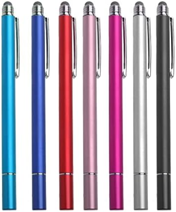 Стилус BoxWave е Съвместим с Samsung Galaxy Tab S7 FE 5G (Стилус от BoxWave) - Капацитивен стилус с двоен фитил, Капацитивен стилус с волоконным фитил - Сребрист металик