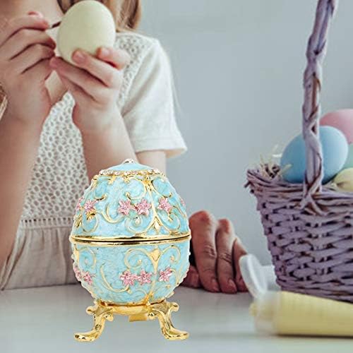 Pssopp Изкуствени Великденски Яйца Емайла Ръчно Рисувани с Формата На Яйце в Ковчег За Бижута Класически Орнаменти Сплав