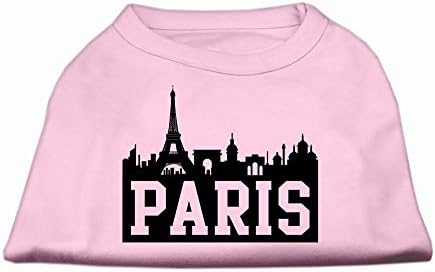 Mirage Pet Products 12-Инчов Тениска с Трафаретным принтом Paris Skyline за домашни любимци, Среден, Светло розово